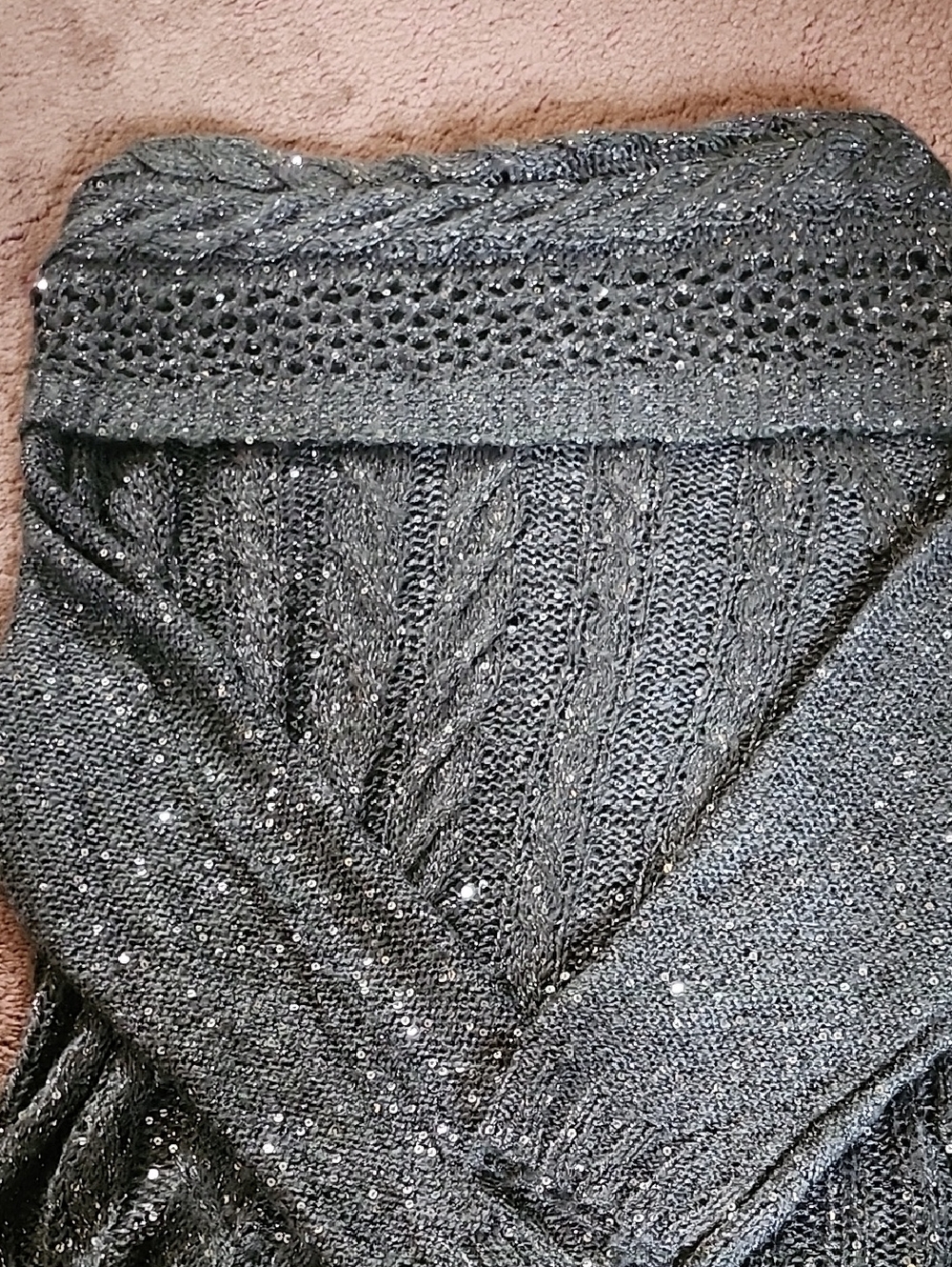 Anne Klein Black Sparkle Knit Mini Dress